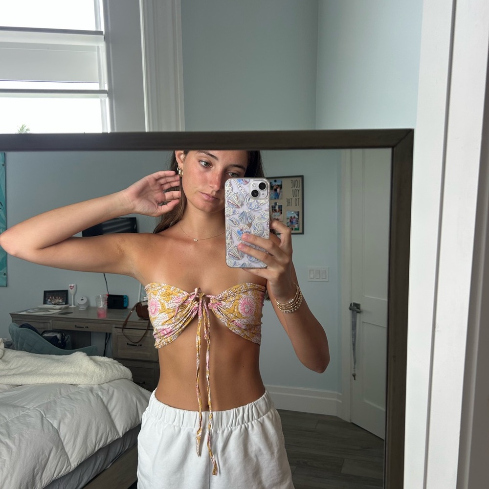 ERIN MADE Floral Yellow Crop Top